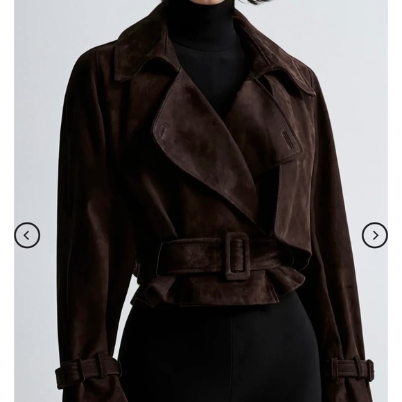 Cropped suede trench jacket - Picture 4 of 6